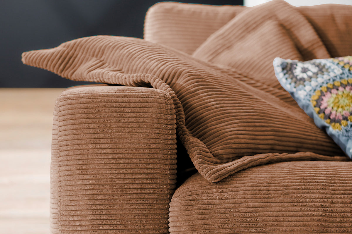 KAWOLA Sofa MADELINE 3-Sitzer Cord rost