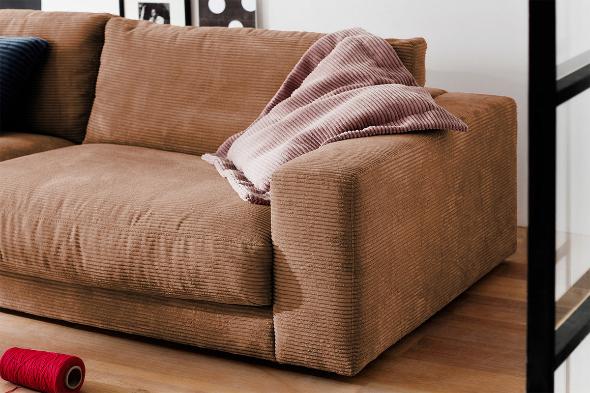 KAWOLA Sofa MADELINE 3-Sitzer Cord rost