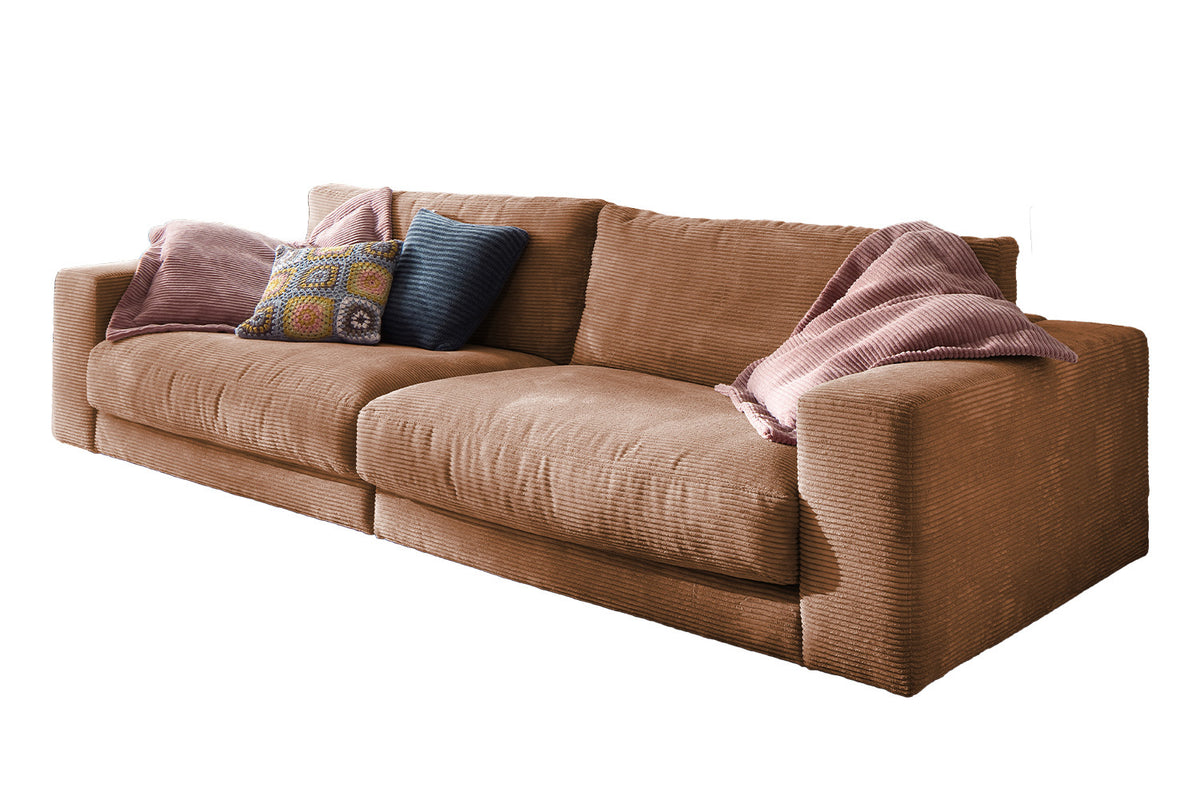 KAWOLA Sofa MADELINE 3-Sitzer Cord rost