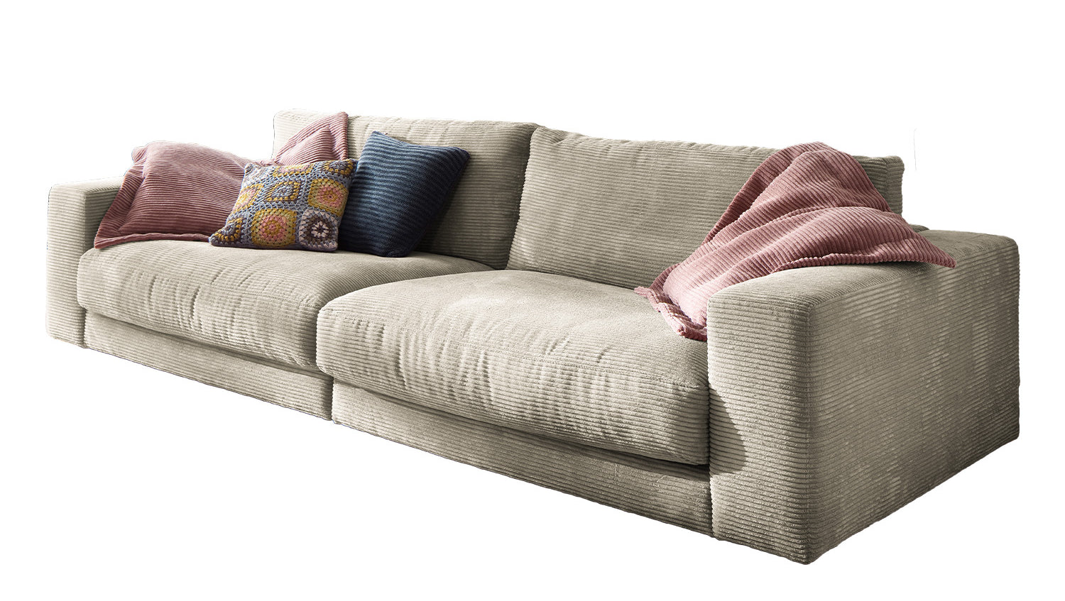 KAWOLA Sofa MADELINE 3-Sitzer Cord steingrau