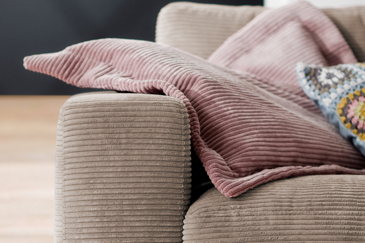KAWOLA Sofa MADELINE 3-Sitzer Cord taupe