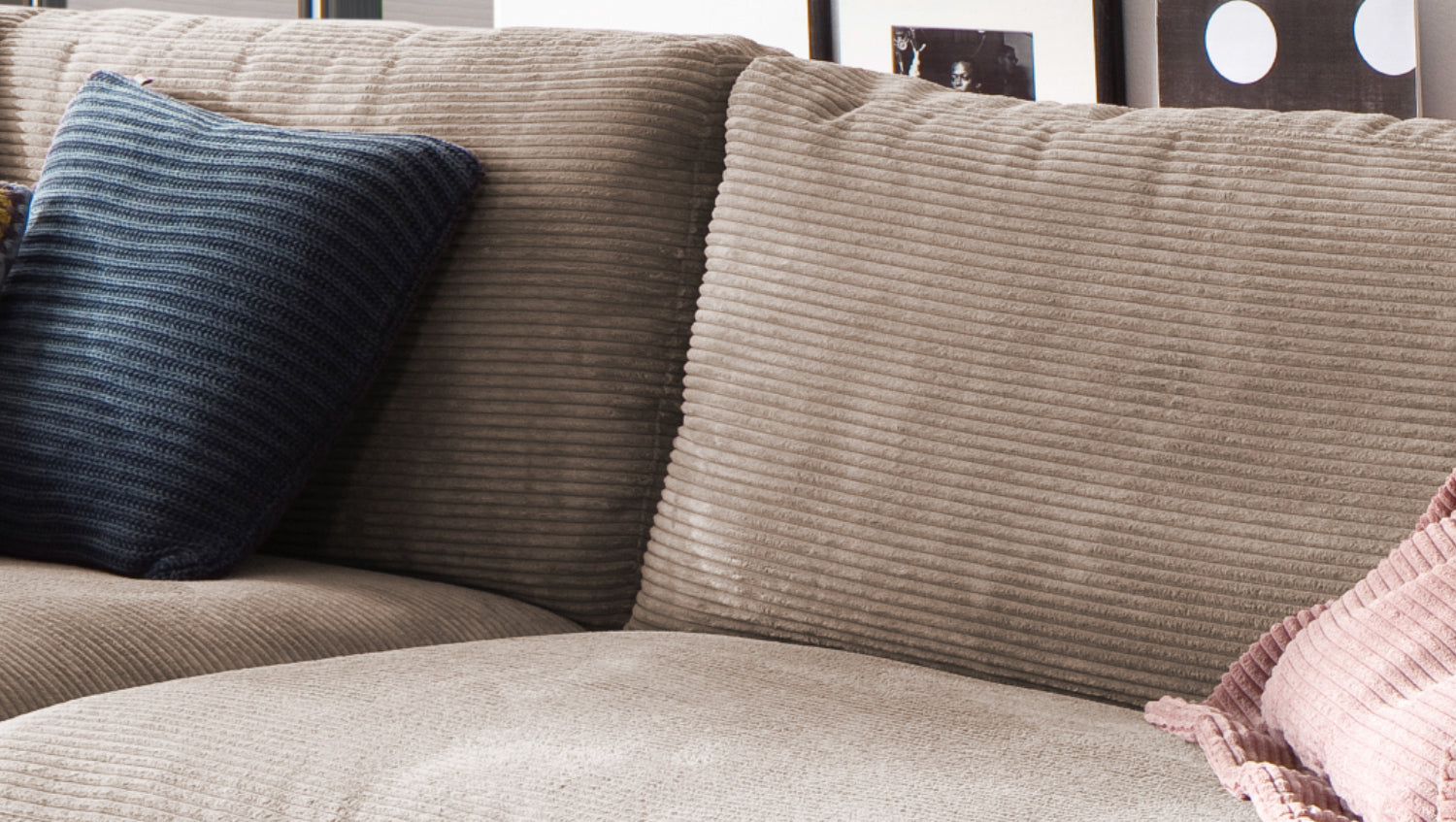 KAWOLA Sofa MADELINE 3-Sitzer Cord taupe