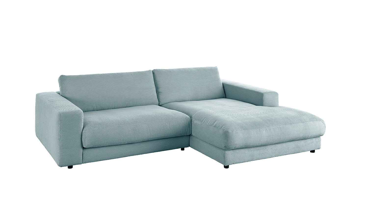 KAWOLA Sofa MADELINE Ecksofa Cord mit Longchair hellblau