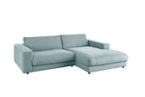 KAWOLA Sofa MADELINE Ecksofa Cord mit Longchair hellblau