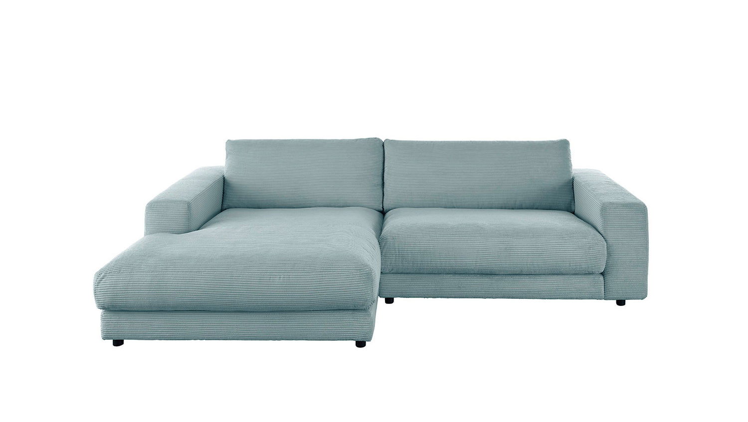KAWOLA Sofa MADELINE Ecksofa Cord mit Longchair hellblau
