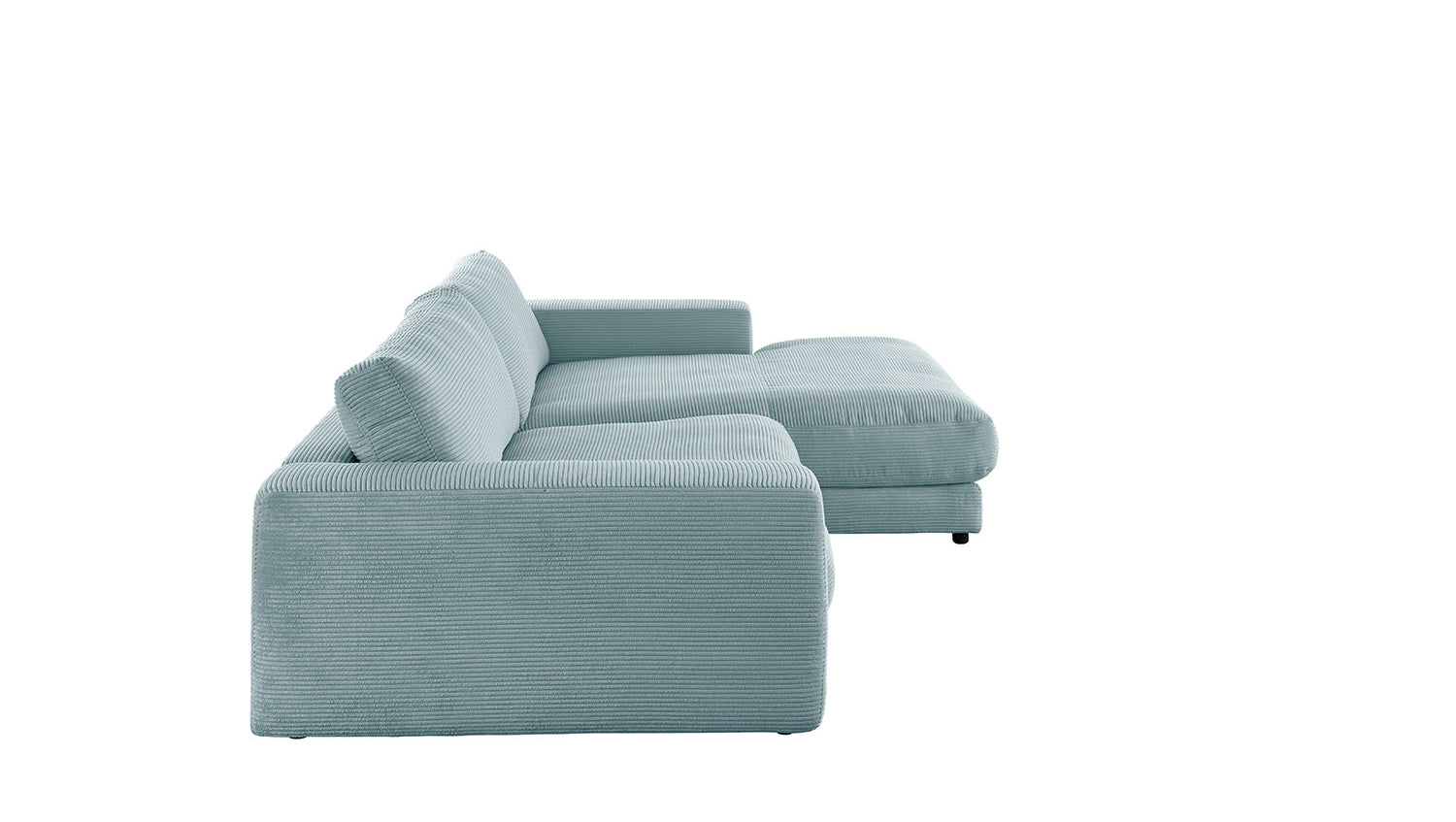 KAWOLA Sofa MADELINE Ecksofa Cord mit Longchair hellblau