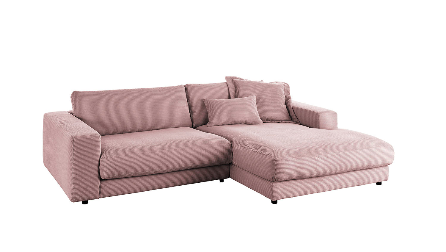 KAWOLA Sofa MADELINE Ecksofa Cord mit Longchair rosa
