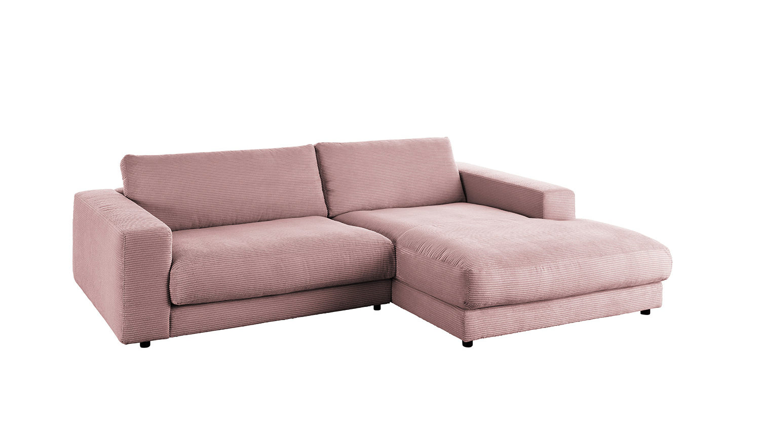 KAWOLA Sofa MADELINE Ecksofa Cord mit Longchair rosa