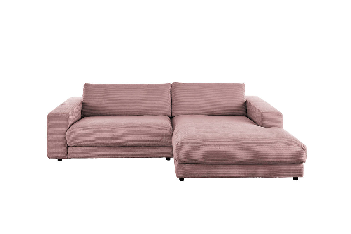 KAWOLA Sofa MADELINE Ecksofa Cord mit Longchair rosa