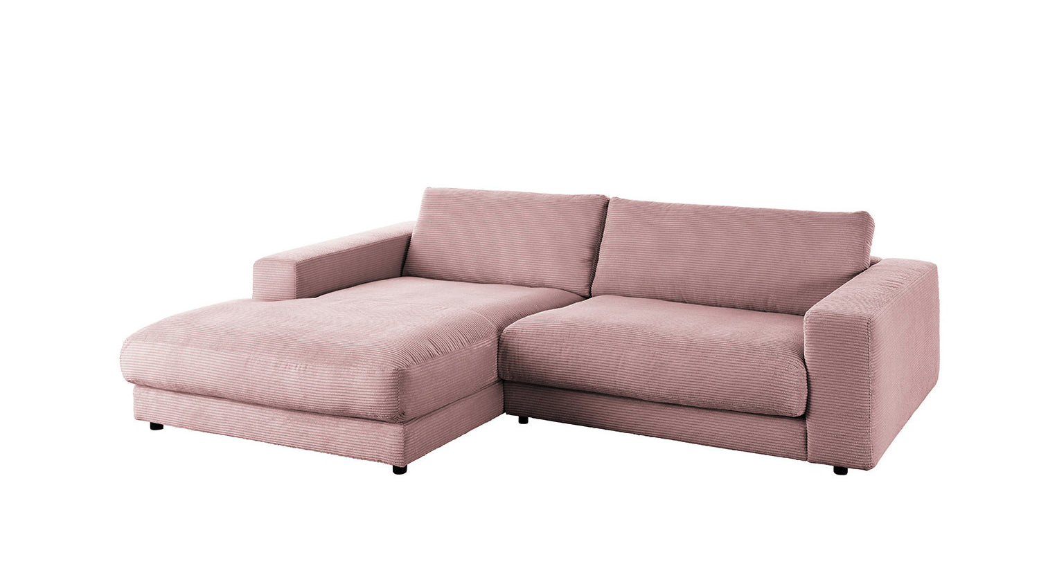 KAWOLA Sofa MADELINE Ecksofa Cord mit Longchair rosa