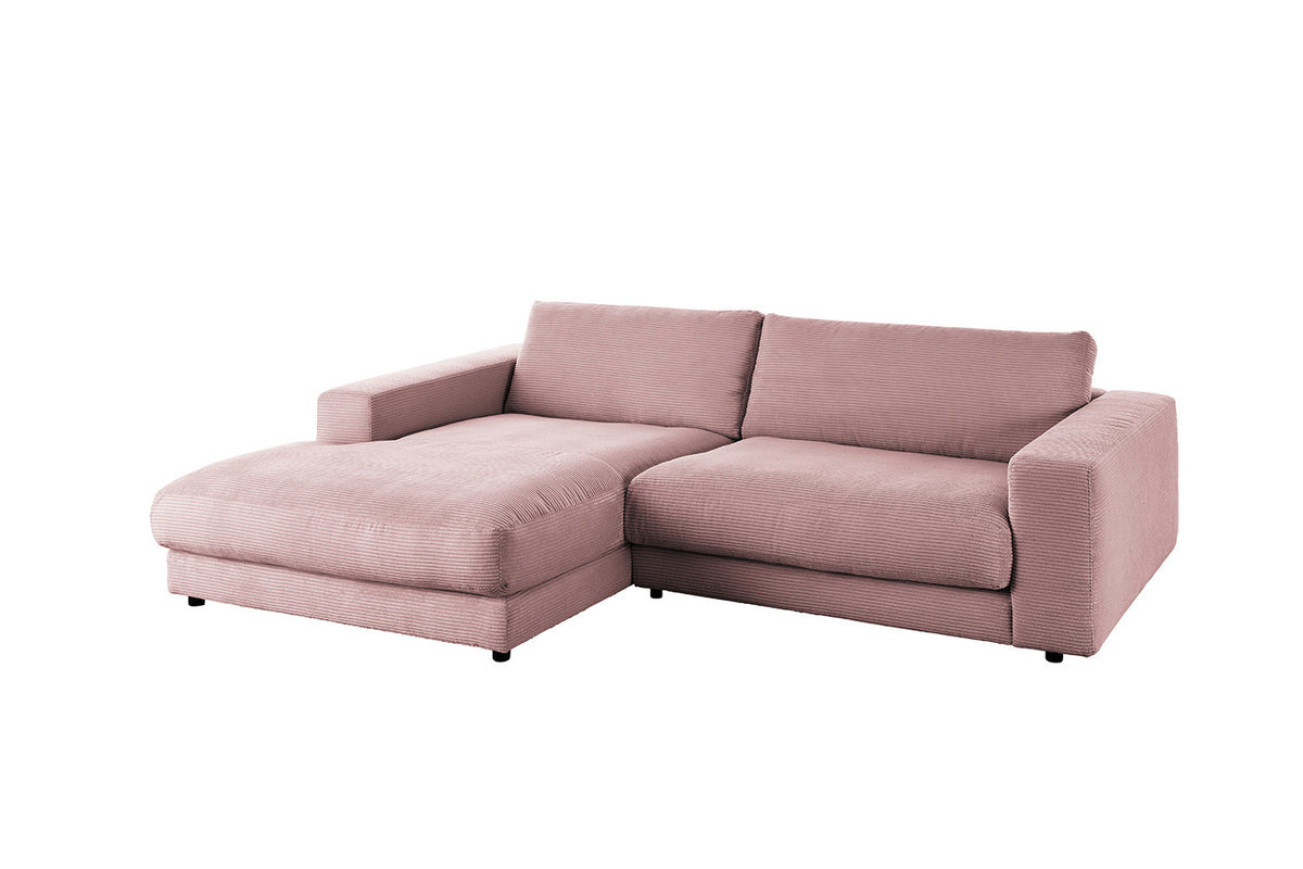 KAWOLA Sofa MADELINE Ecksofa Cord mit Longchair rosa
