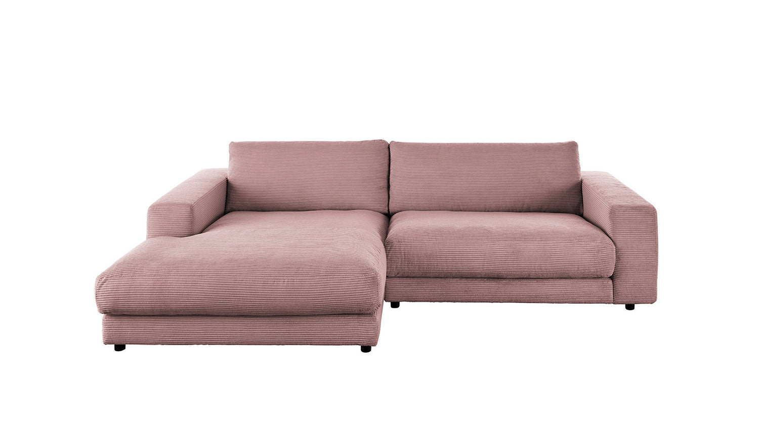 KAWOLA Sofa MADELINE Ecksofa Cord mit Longchair rosa