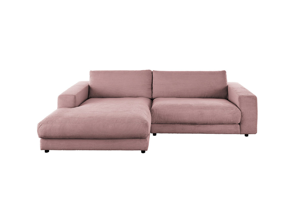 KAWOLA Sofa MADELINE Ecksofa Cord mit Longchair rosa