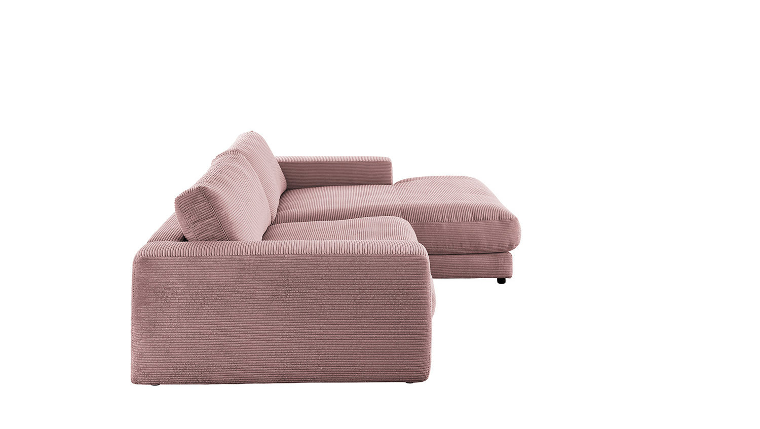 KAWOLA Sofa MADELINE Ecksofa Cord mit Longchair rosa