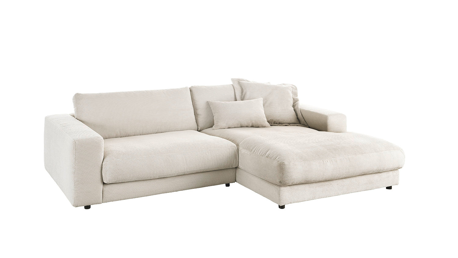 KAWOLA Sofa MADELINE Ecksofa mit Longchair Cord cremeweiß