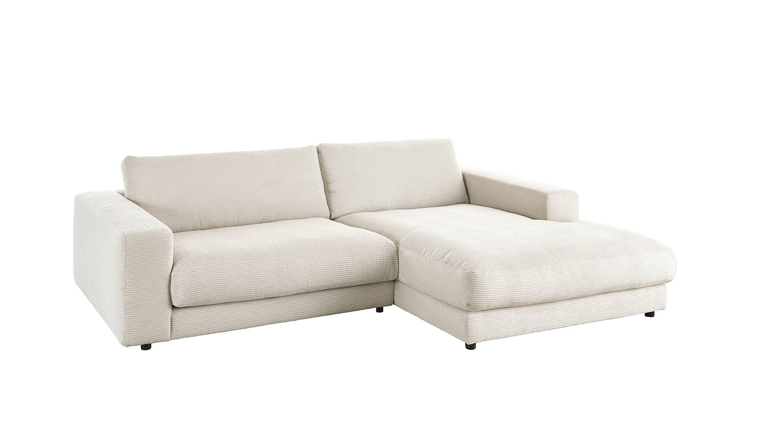 KAWOLA Sofa MADELINE Ecksofa mit Longchair Cord cremeweiß