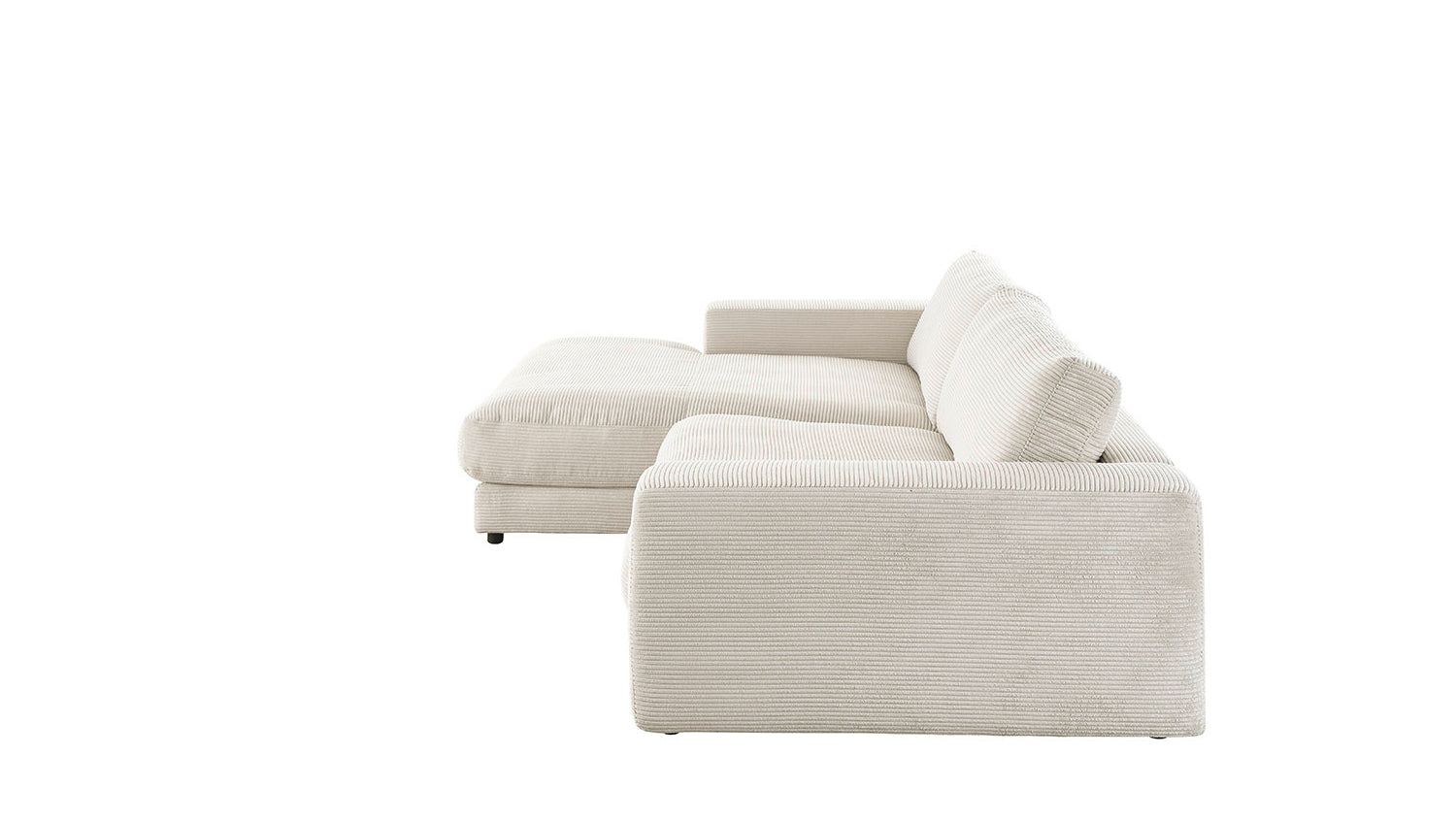 KAWOLA Sofa MADELINE Ecksofa mit Longchair Cord cremeweiß