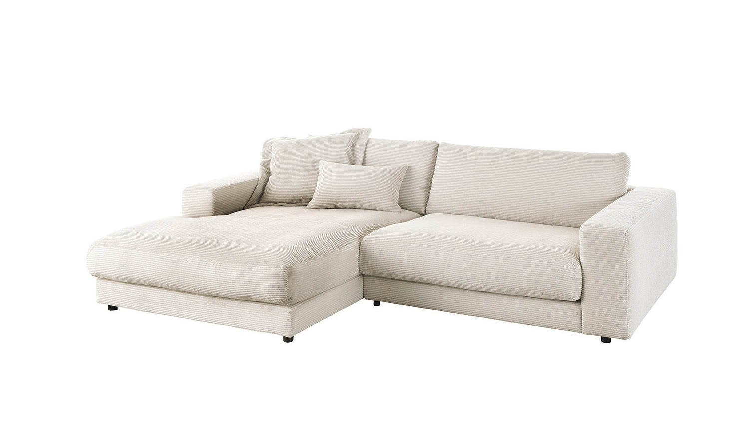 KAWOLA Sofa MADELINE Ecksofa mit Longchair Cord cremeweiß