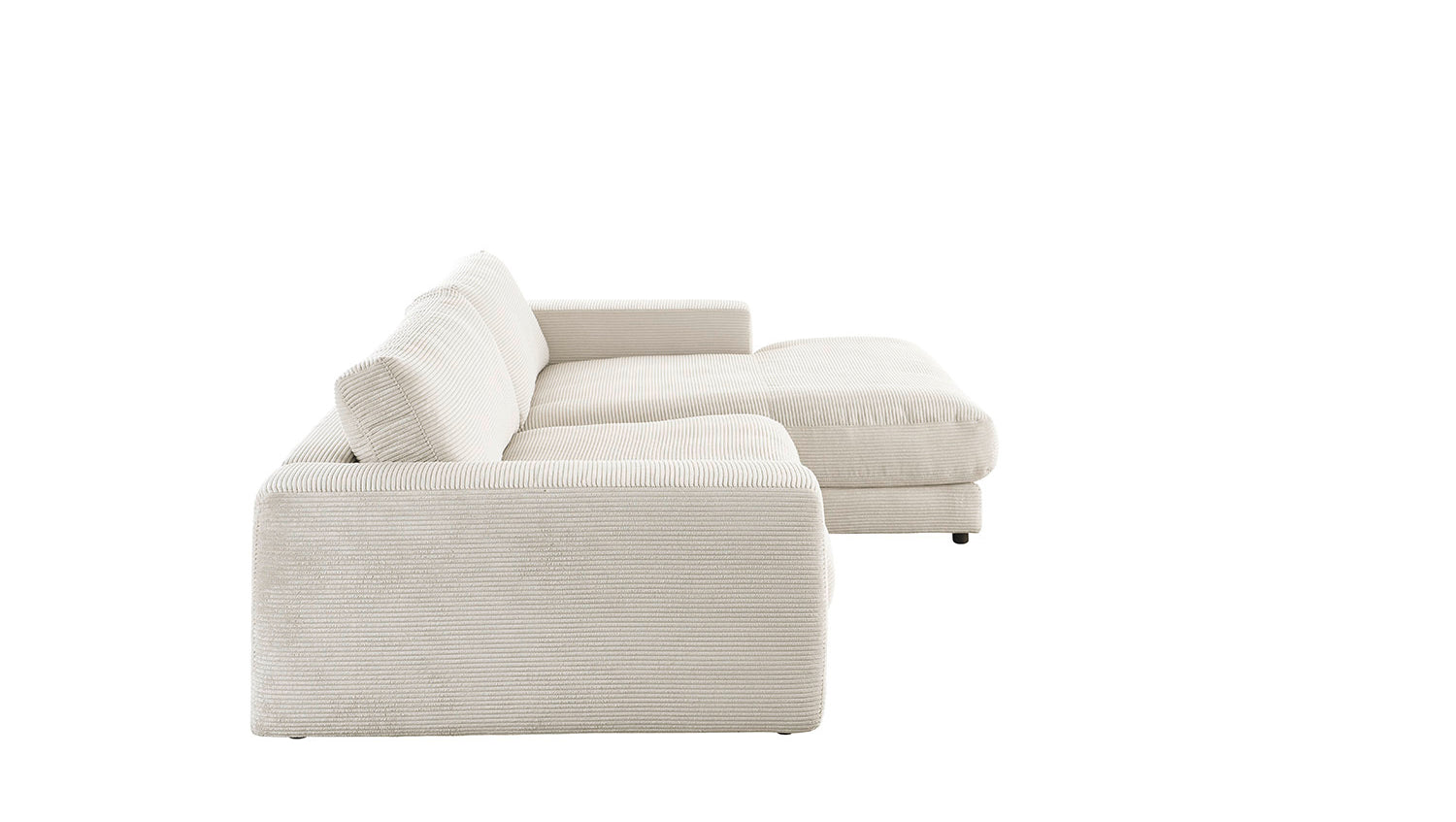 KAWOLA Sofa MADELINE Ecksofa mit Longchair Cord cremeweiß