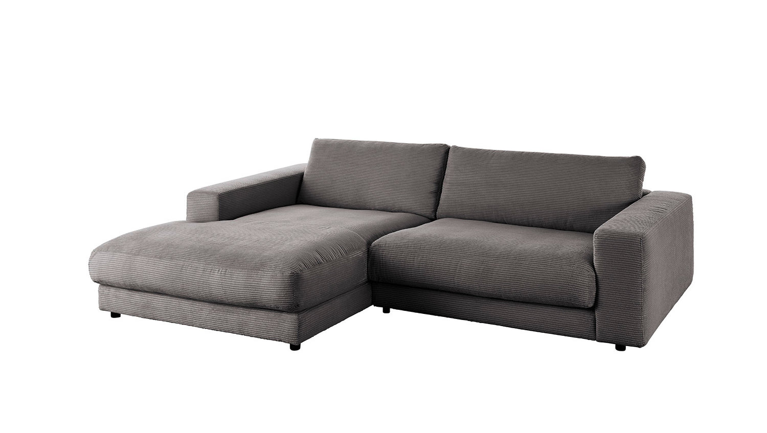 KAWOLA Sofa MADELINE Ecksofa mit Longchair Cord grau