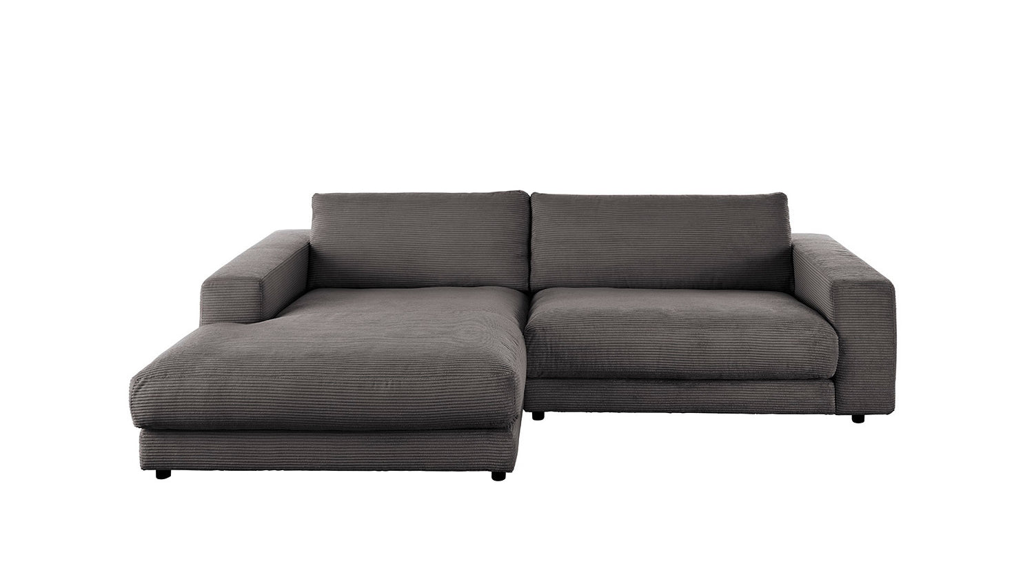 KAWOLA Sofa MADELINE Ecksofa mit Longchair Cord grau