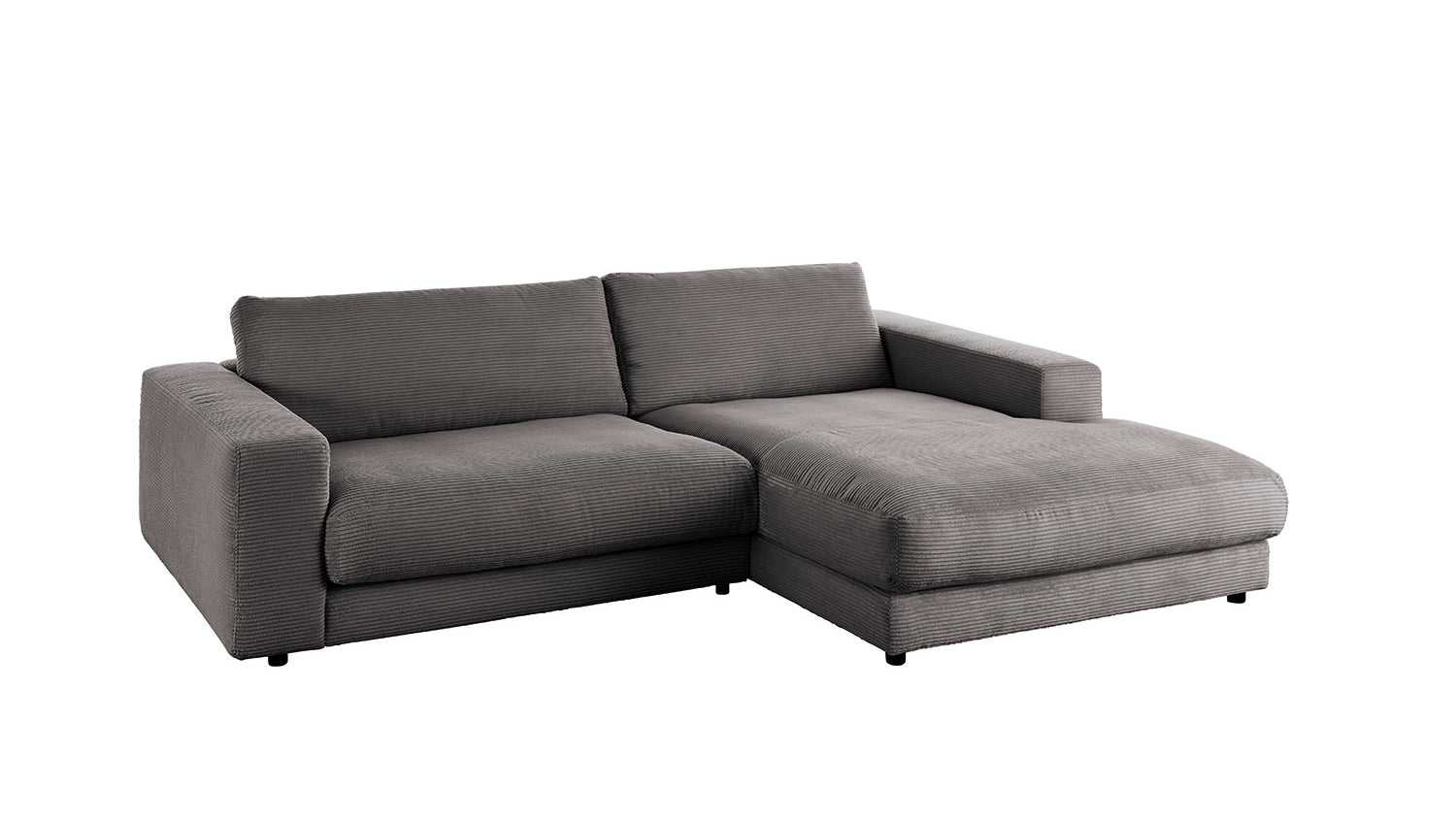 KAWOLA Sofa MADELINE Ecksofa mit Longchair Cord grau