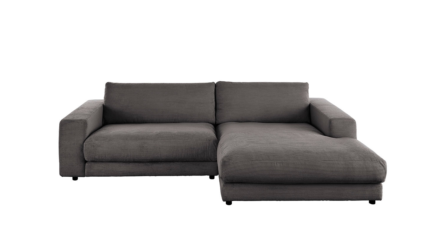 KAWOLA Sofa MADELINE Ecksofa mit Longchair Cord grau