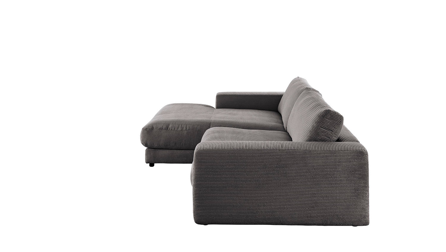 KAWOLA Sofa MADELINE Ecksofa mit Longchair Cord grau