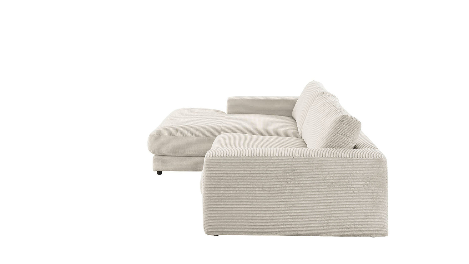 KAWOLA Sofa MADELINE Ecksofa mit Longchair Cord hellgrau