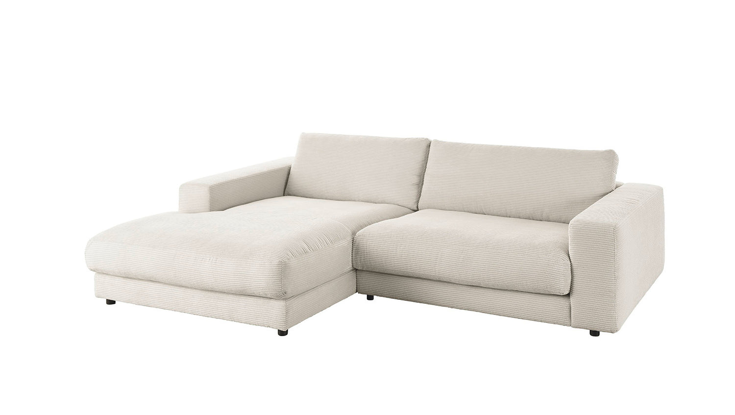 KAWOLA Sofa MADELINE Ecksofa mit Longchair Cord hellgrau