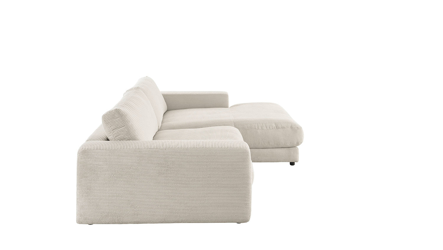 KAWOLA Sofa MADELINE Ecksofa mit Longchair Cord hellgrau