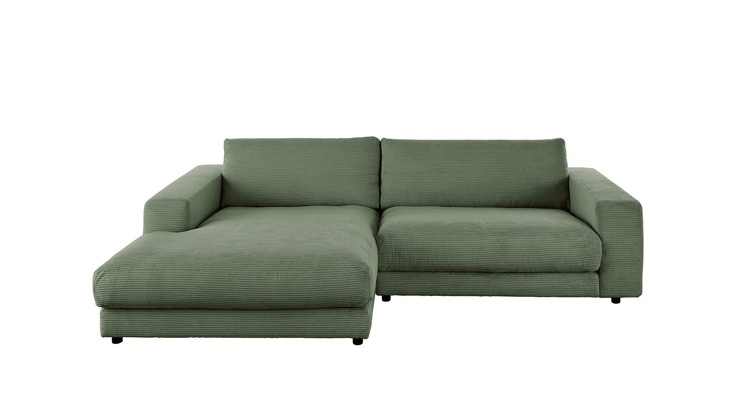 KAWOLA Sofa MADELINE Ecksofa mit Longchair Cord olivgrün