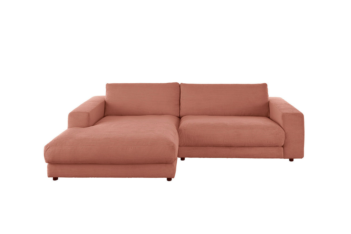 KAWOLA Sofa MADELINE Ecksofa mit Longchair Cord rost