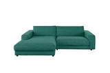 KAWOLA Sofa MADELINE Ecksofa mit Longchair Cord smaragd