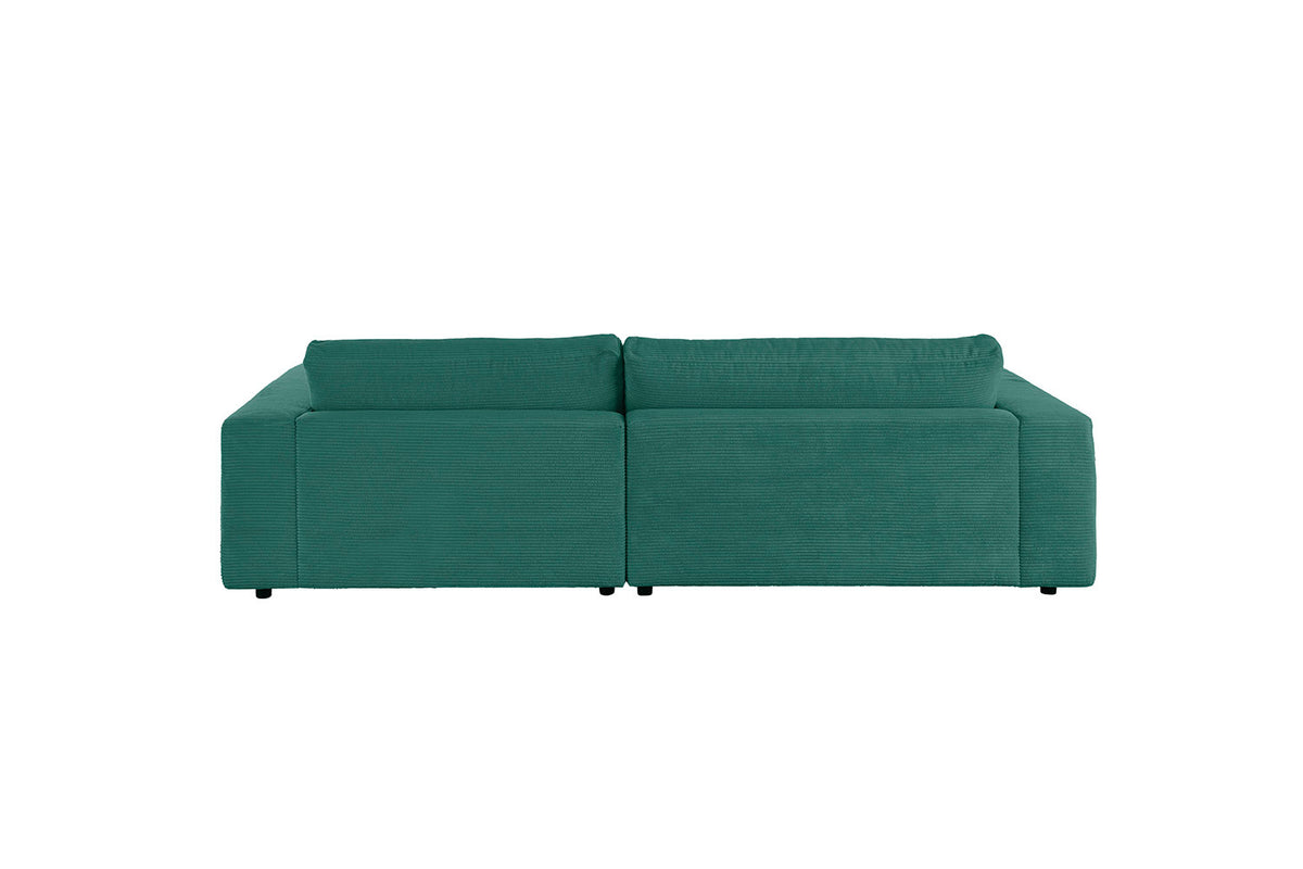 KAWOLA Sofa MADELINE Ecksofa mit Longchair Cord smaragd
