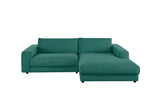 KAWOLA Sofa MADELINE Ecksofa mit Longchair Cord smaragd