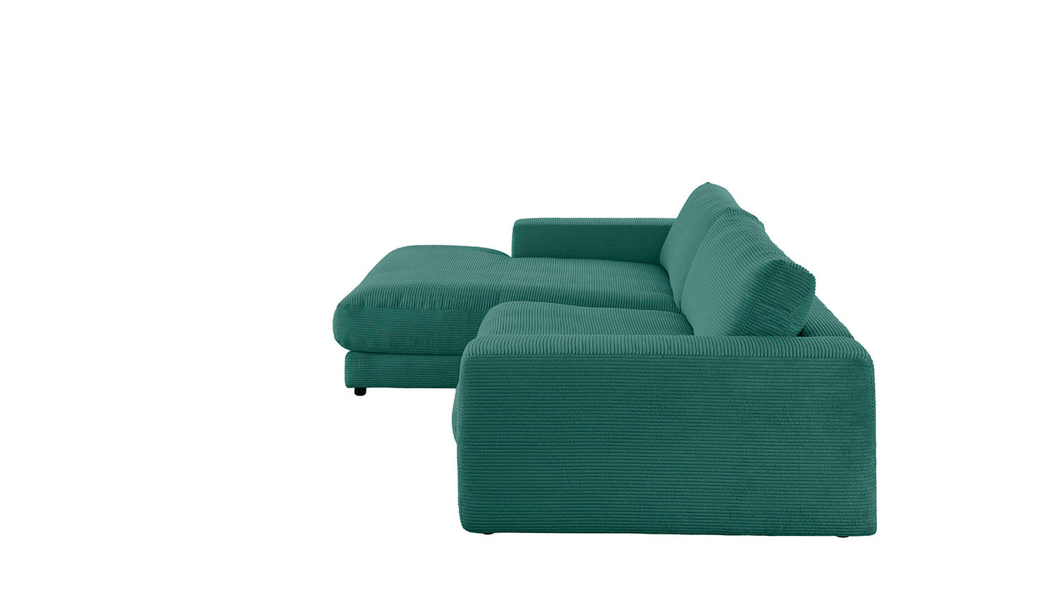 KAWOLA Sofa MADELINE Ecksofa mit Longchair Cord smaragd