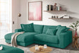 KAWOLA Sofa MADELINE Ecksofa mit Longchair Cord smaragd, Links