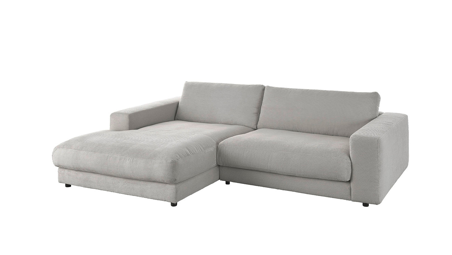 KAWOLA Sofa MADELINE Ecksofa mit Longchair Cord steingrau