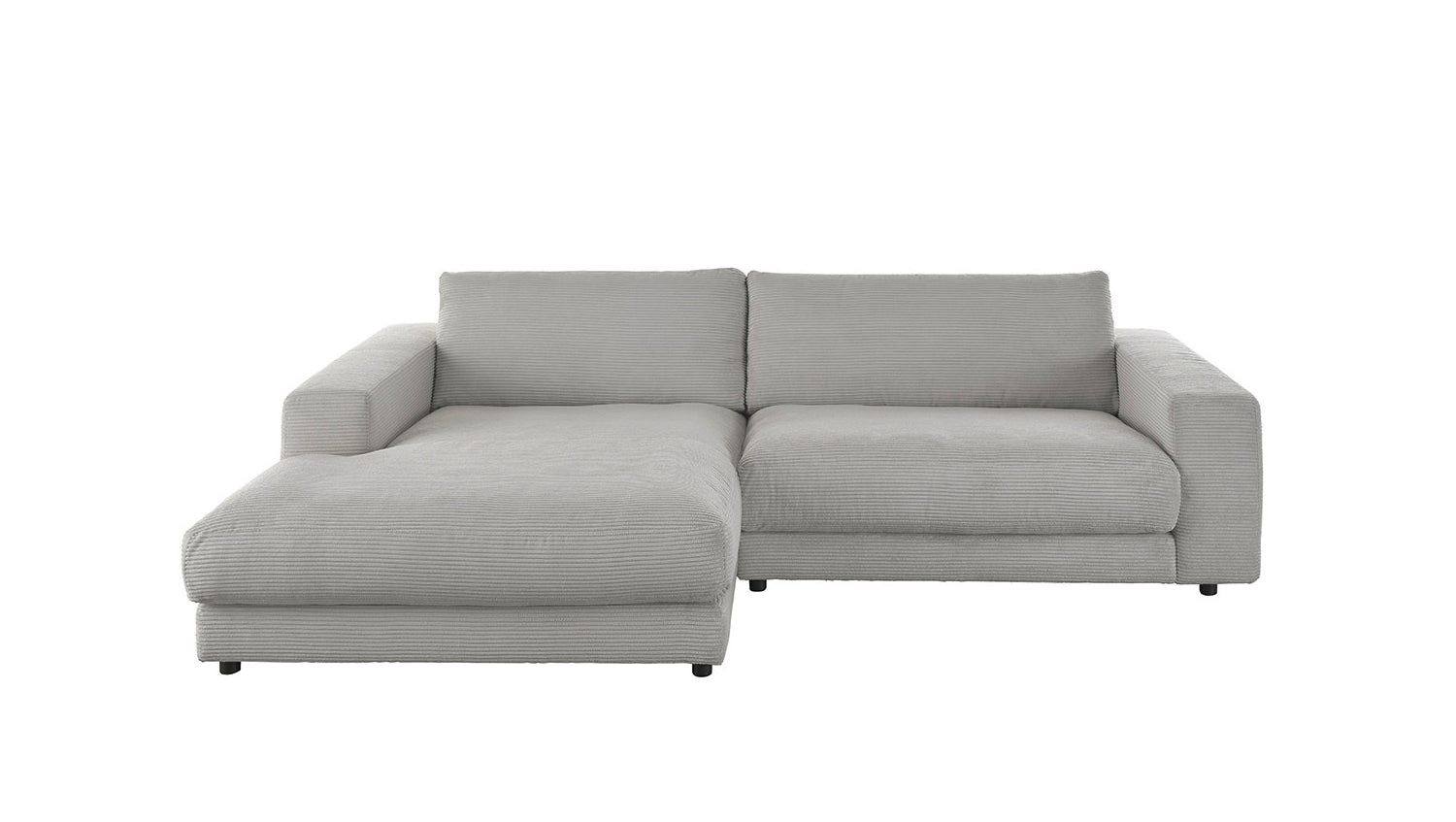 KAWOLA Sofa MADELINE Ecksofa mit Longchair Cord steingrau