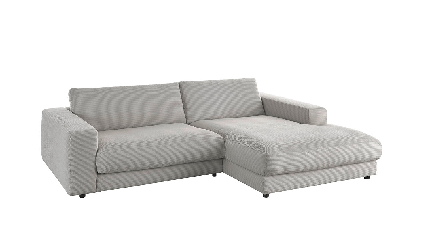 KAWOLA Sofa MADELINE Ecksofa mit Longchair Cord steingrau