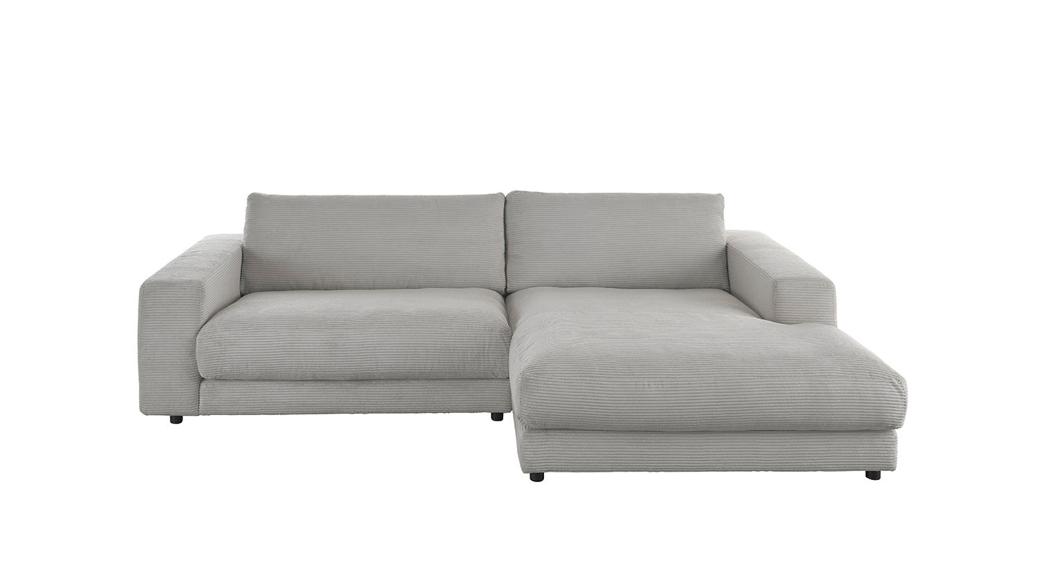 KAWOLA Sofa MADELINE Ecksofa mit Longchair Cord steingrau