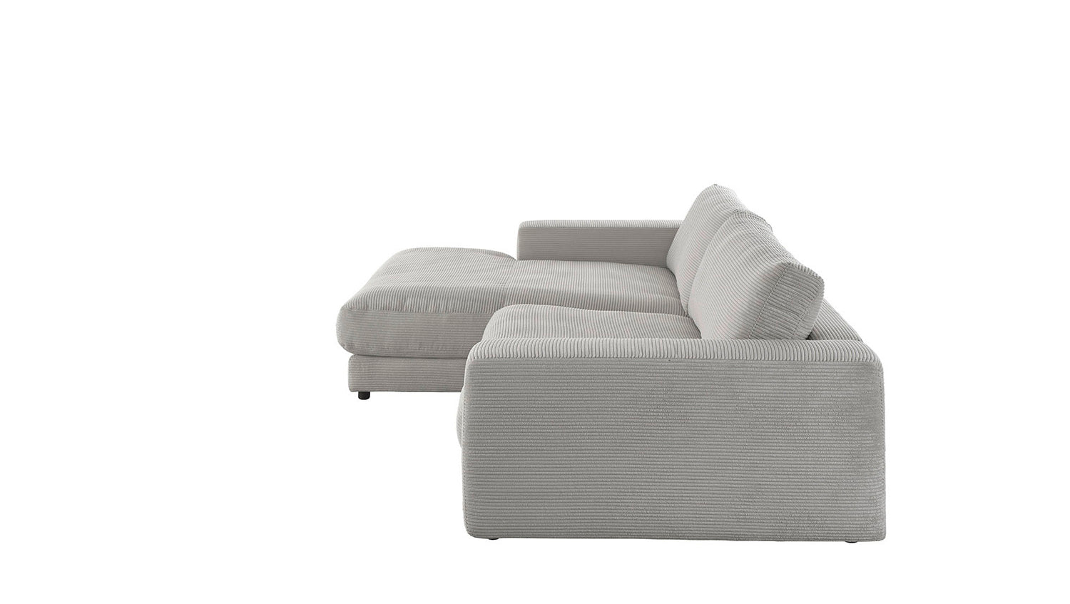 KAWOLA Sofa MADELINE Ecksofa mit Longchair Cord steingrau