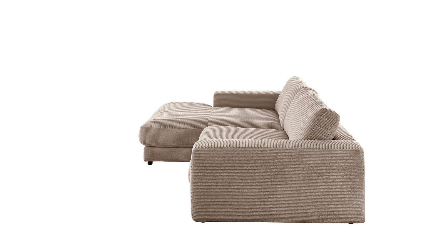 KAWOLA Sofa MADELINE Ecksofa mit Longchair Cord taupe