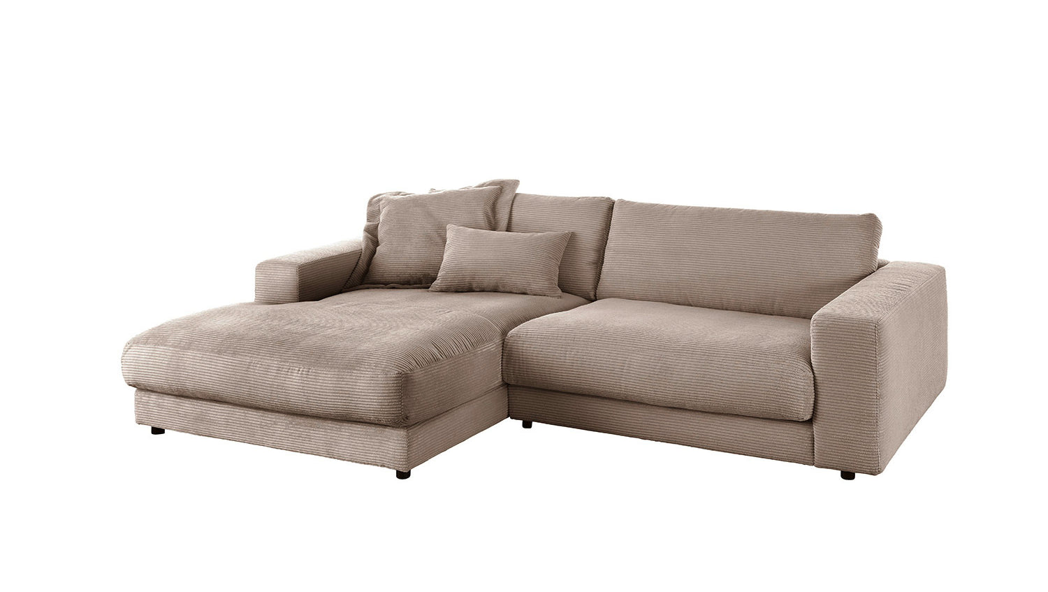 KAWOLA Sofa MADELINE Ecksofa mit Longchair Cord taupe