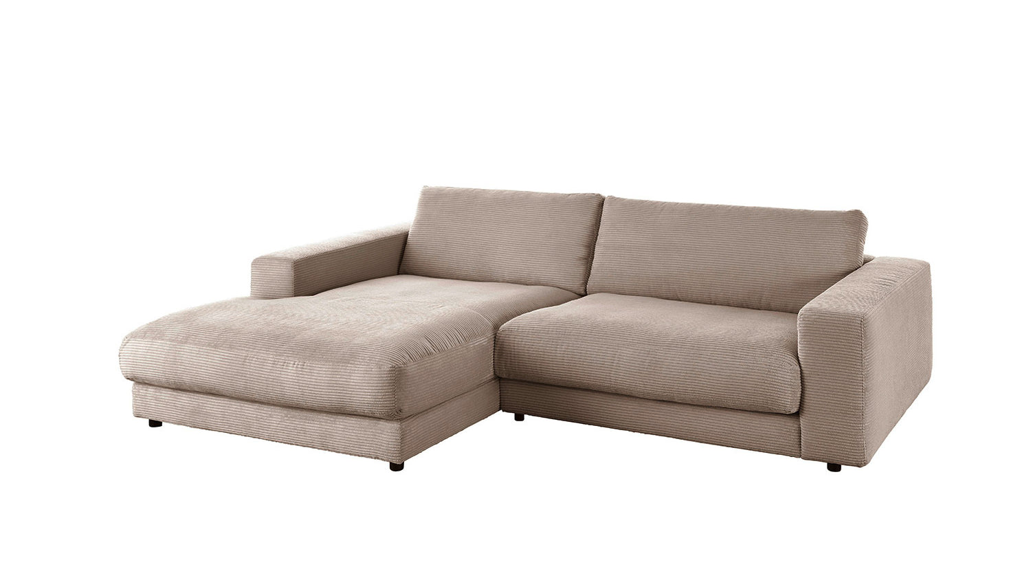 KAWOLA Sofa MADELINE Ecksofa mit Longchair Cord taupe