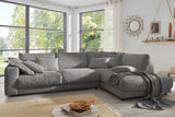 KAWOLA Sofa MADELINE Ecksofa mit Recamiere Cord grau