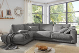 KAWOLA Sofa MADELINE Ecksofa mit Recamiere Cord grau