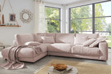 KAWOLA Sofa MADELINE Ecksofa mit Recamiere Cord rosa