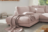 KAWOLA Sofa MADELINE Ecksofa mit Recamiere Cord rosa